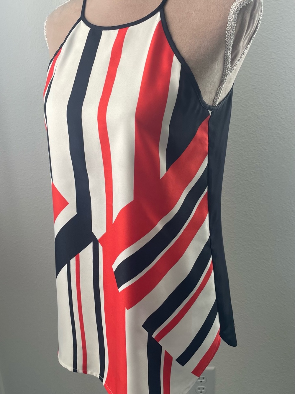 Ann Taylor, size small, Striped Red, Navy & White Blouse